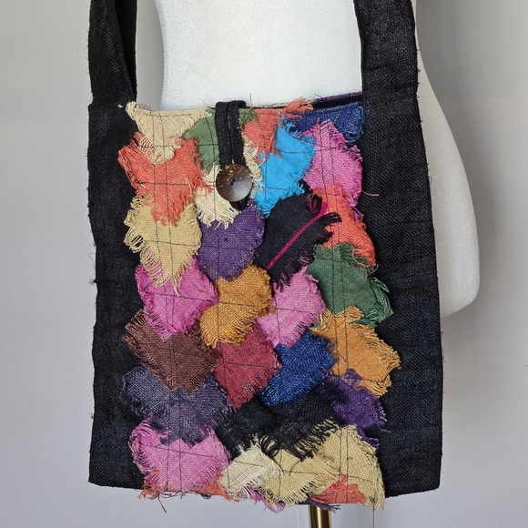 Colorful Multicolor Patchwork Bohemian Hippie Crossbody Bag - Picture 2 of 8